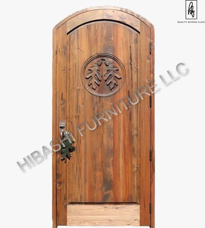 BANAWE Hand Carved Oak Leaf Door – handcrafted solid wood furniture