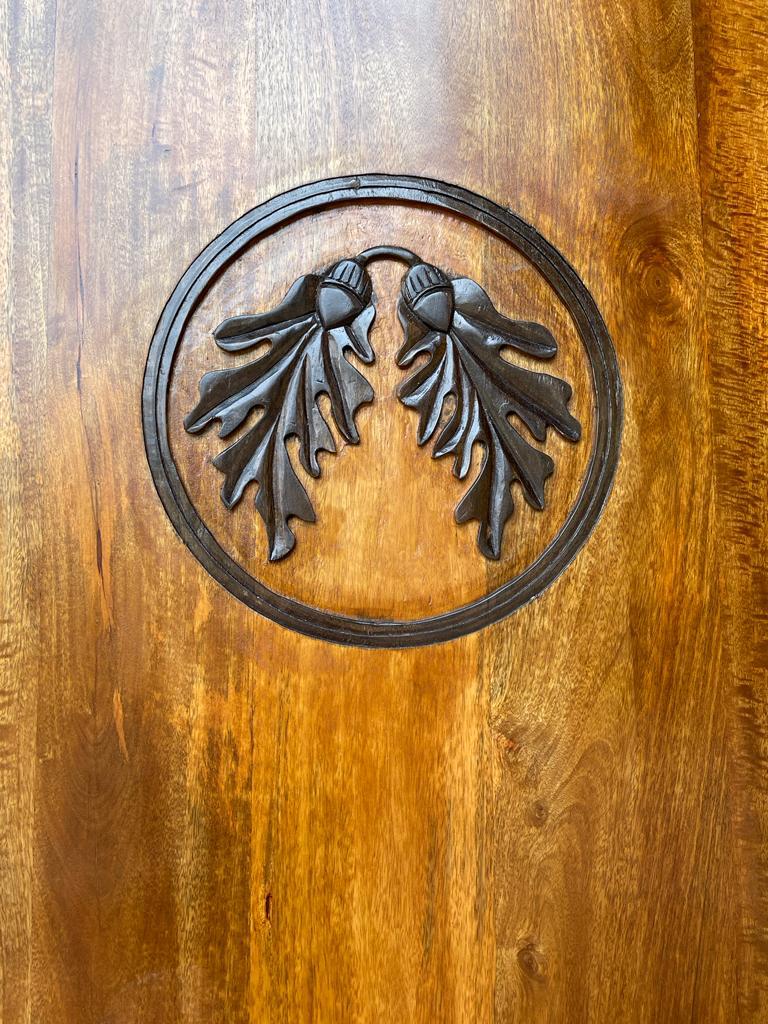 BANAWE Hand Carved Oak Leaf Door – handcrafted solid wood furniture