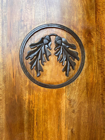 BANAWE Hand Carved Oak Leaf Door – handcrafted solid wood furniture
