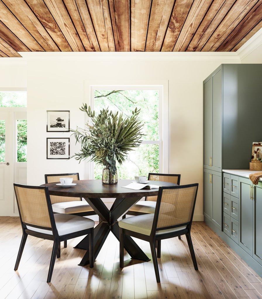 BARAS Round Industrial Steel Pedestal Dining Table – handcrafted solid wood furniture