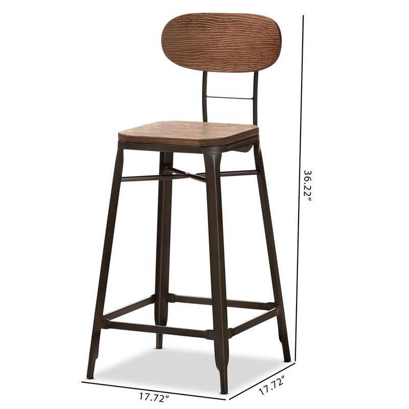 Clark Rustic Industrial Style Counter Stool Set of 2