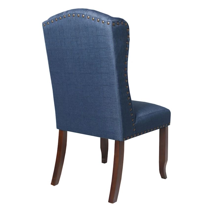 BAYAN Blue Tufted Wing Dining Chair – handcrafted solid wood furniture