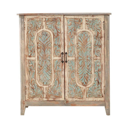 BAYAN Hand Carved Double Door Storage Cabinet – handcrafted solid wood furniture