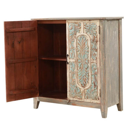 BAYAN Hand Carved Double Door Storage Cabinet – handcrafted solid wood furniture
