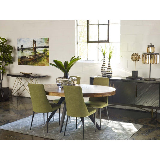 BAYBAY Industrial Oval Dining Table by Hibashi Furniture – handcrafted solid wood furniture made in India