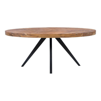 BAYBAY Industrial Oval Dining Table – handcrafted solid wood furniture