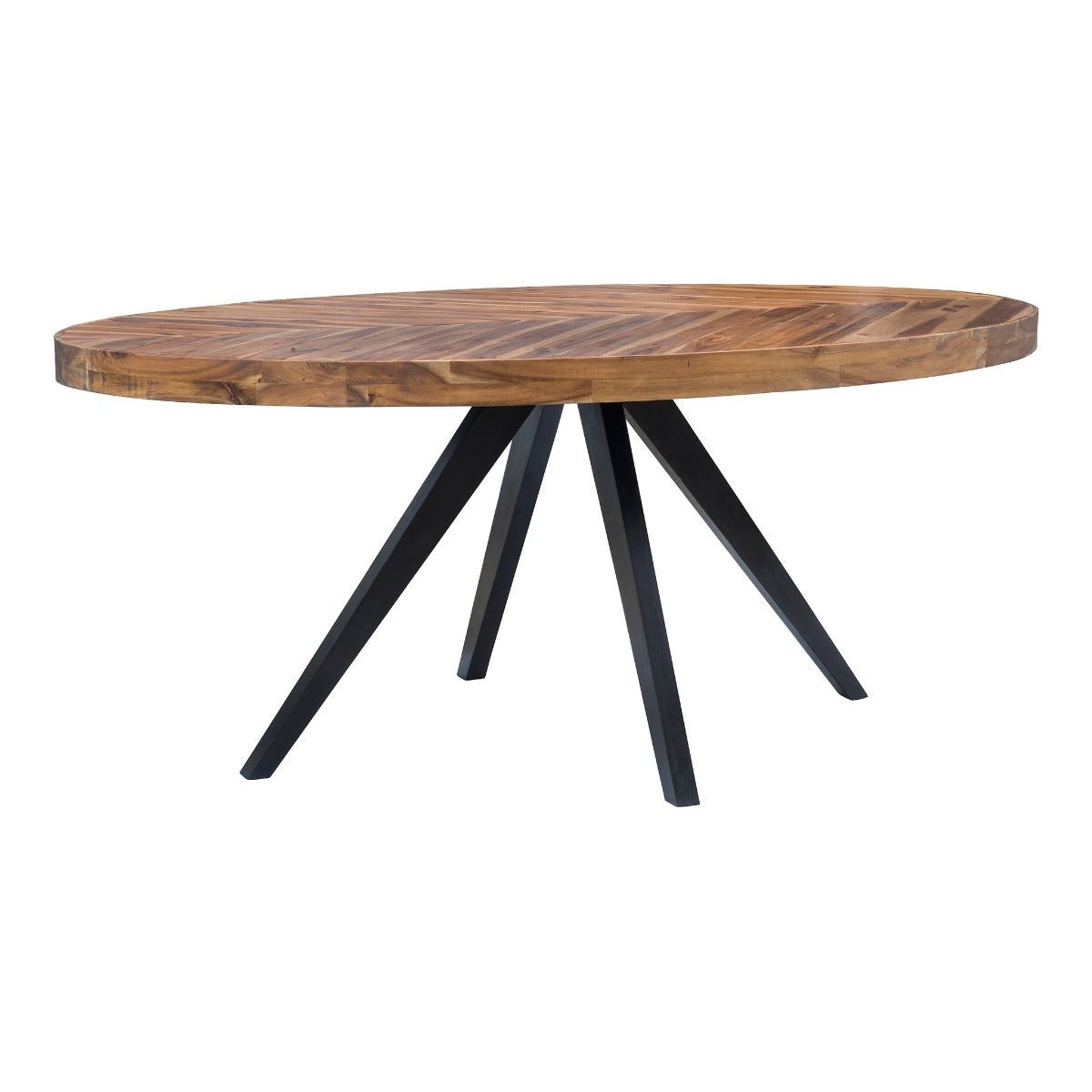 BAYBAY Industrial Oval Dining Table – handcrafted solid wood furniture