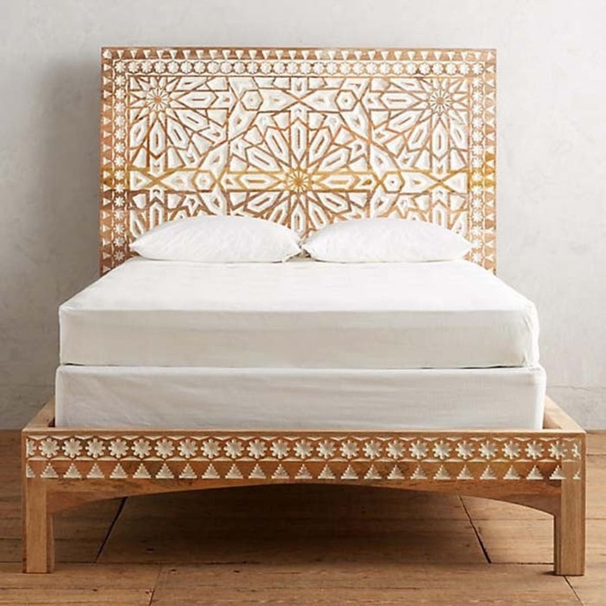 Mughal Garden Geometrical Carved Natural Frame 2 Tone