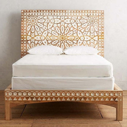 Mughal Garden Geometrical Carved Natural Frame 2 Tone