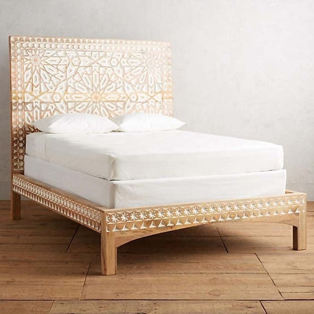 Mughal Garden Geometrical Carved Natural Frame 2 Tone