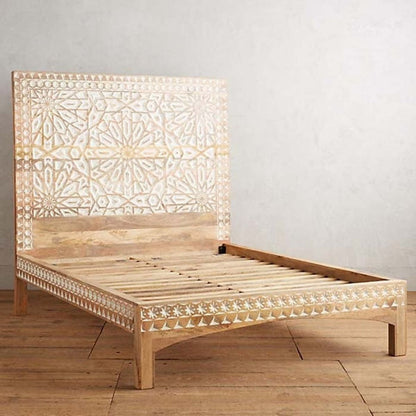 Mughal Garden Geometrical Carved Natural Frame 2 Tone