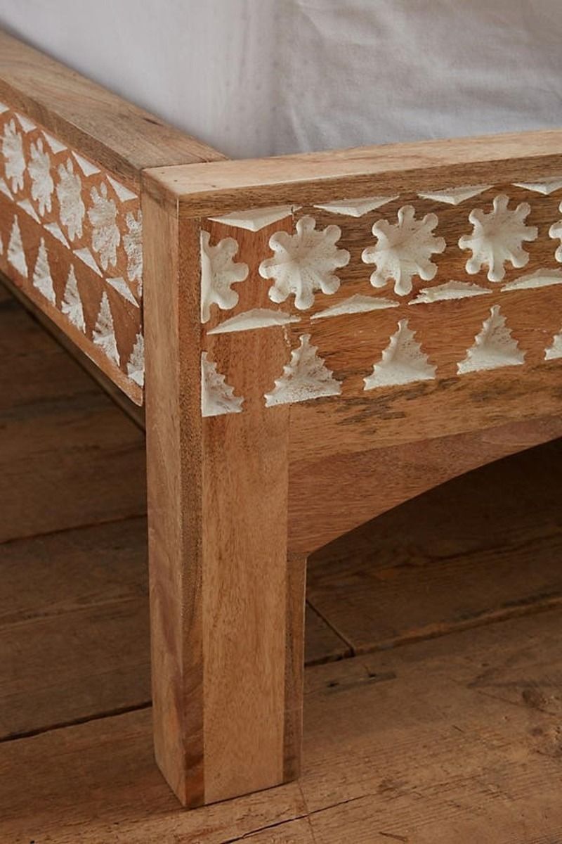 Mughal Garden Geometrical Carved Natural Frame 2 Tone
