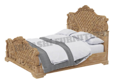 Blossom Solid Mango Wood Traditional Rustic Platform Bed – handcrafted solid wood furniture