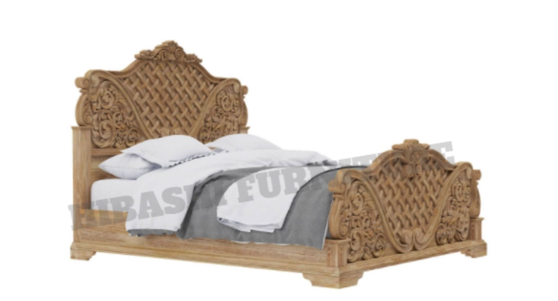 Blossom Solid Mango Wood Traditional Rustic Platform Bed – handcrafted solid wood furniture