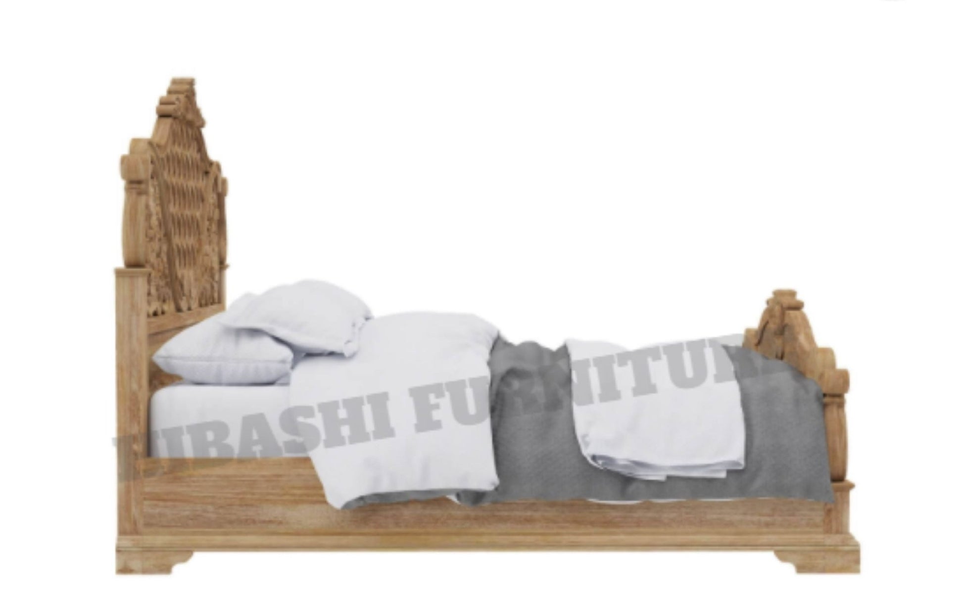 Blossom Solid Mango Wood Traditional Rustic Platform Bed – handcrafted solid wood furniture