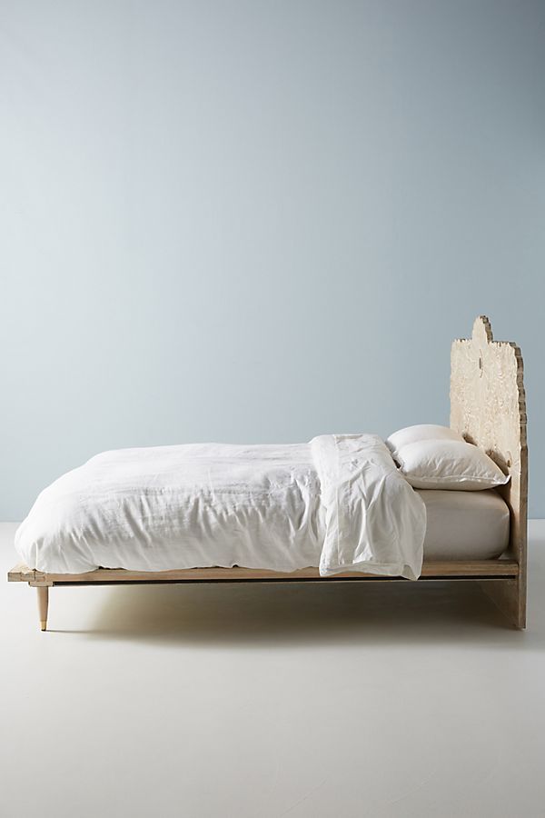 Bohemian Style Hand carved Indian Wooden Floral Platform Bed – handcrafted solid wood furniture