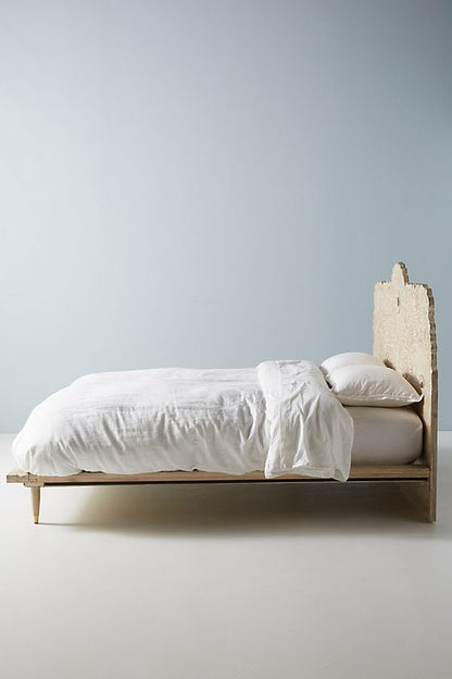 Bohemian Style Hand carved Indian Wooden Floral Platform Bed – handcrafted solid wood furniture