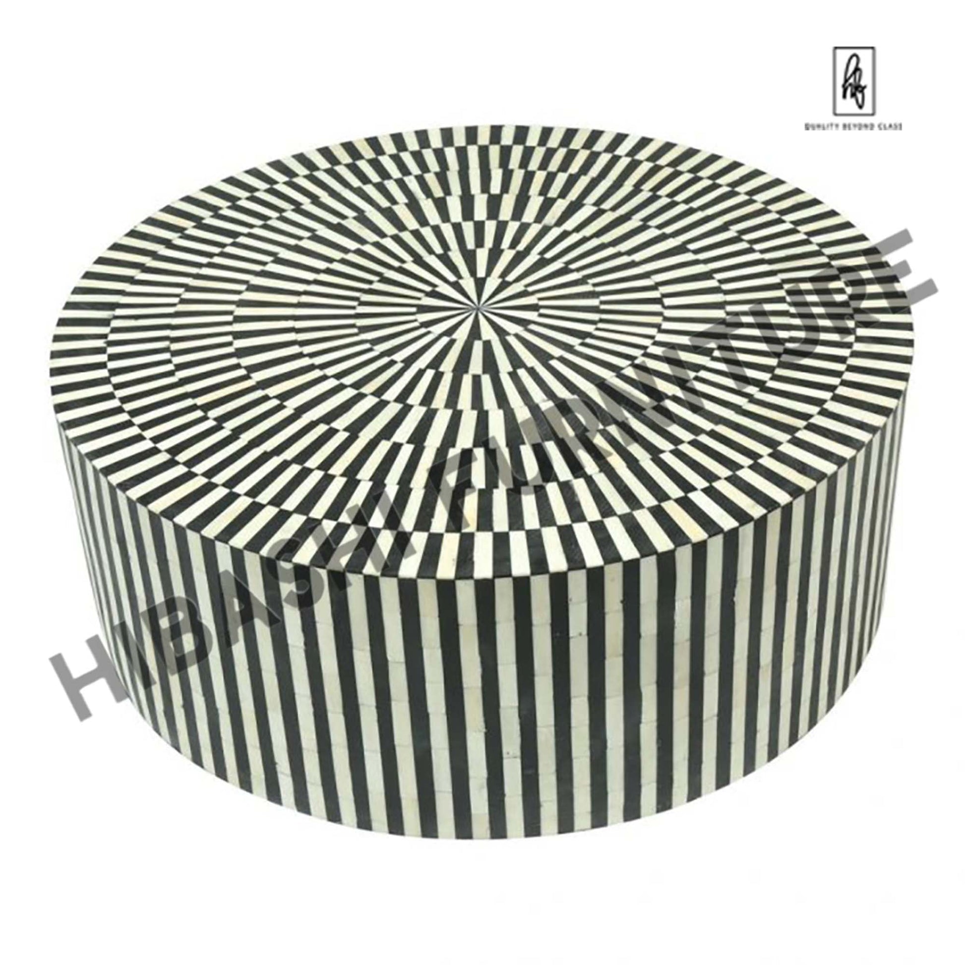 Bone Inlay Strip - Design Round Coffee Table – handcrafted solid wood furniture