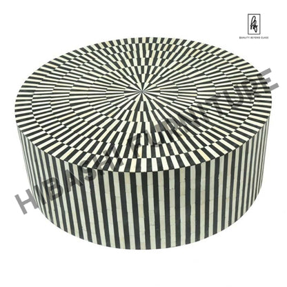 Bone Inlay Strip - Design Round Coffee Table – handcrafted solid wood furniture
