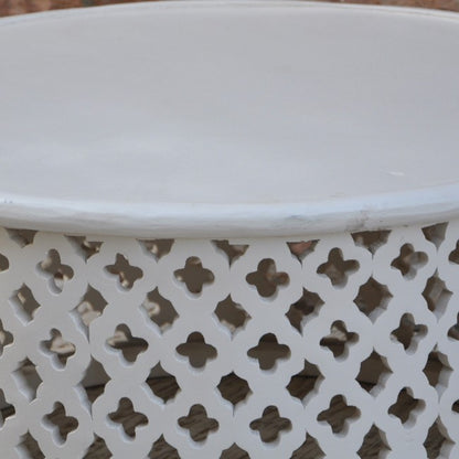 Hand Carved Floral Round Coffee Table