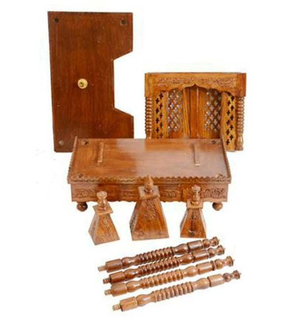 Templo de madera tallada a mano / Puja Ghar / Templo indio hecho a mano