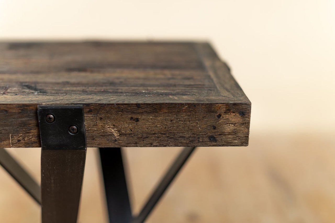 BULAN Industrial Hand - Forged Accent Table – handcrafted solid wood furniture