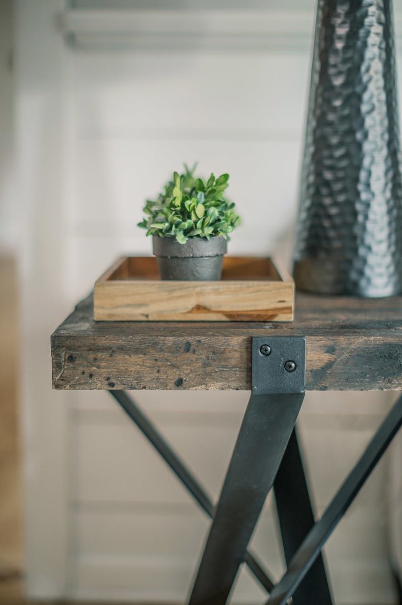 BULAN Industrial Hand - Forged Accent Table – handcrafted solid wood furniture