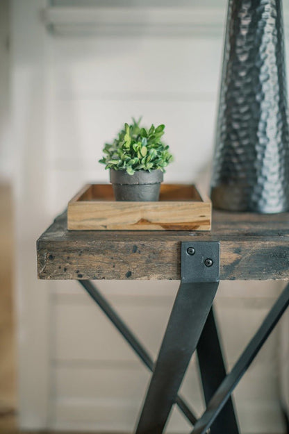 BULAN Industrial Hand - Forged Accent Table – handcrafted solid wood furniture