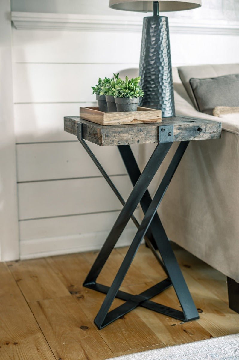 BULAN Industrial Hand - Forged Accent Table – handcrafted solid wood furniture