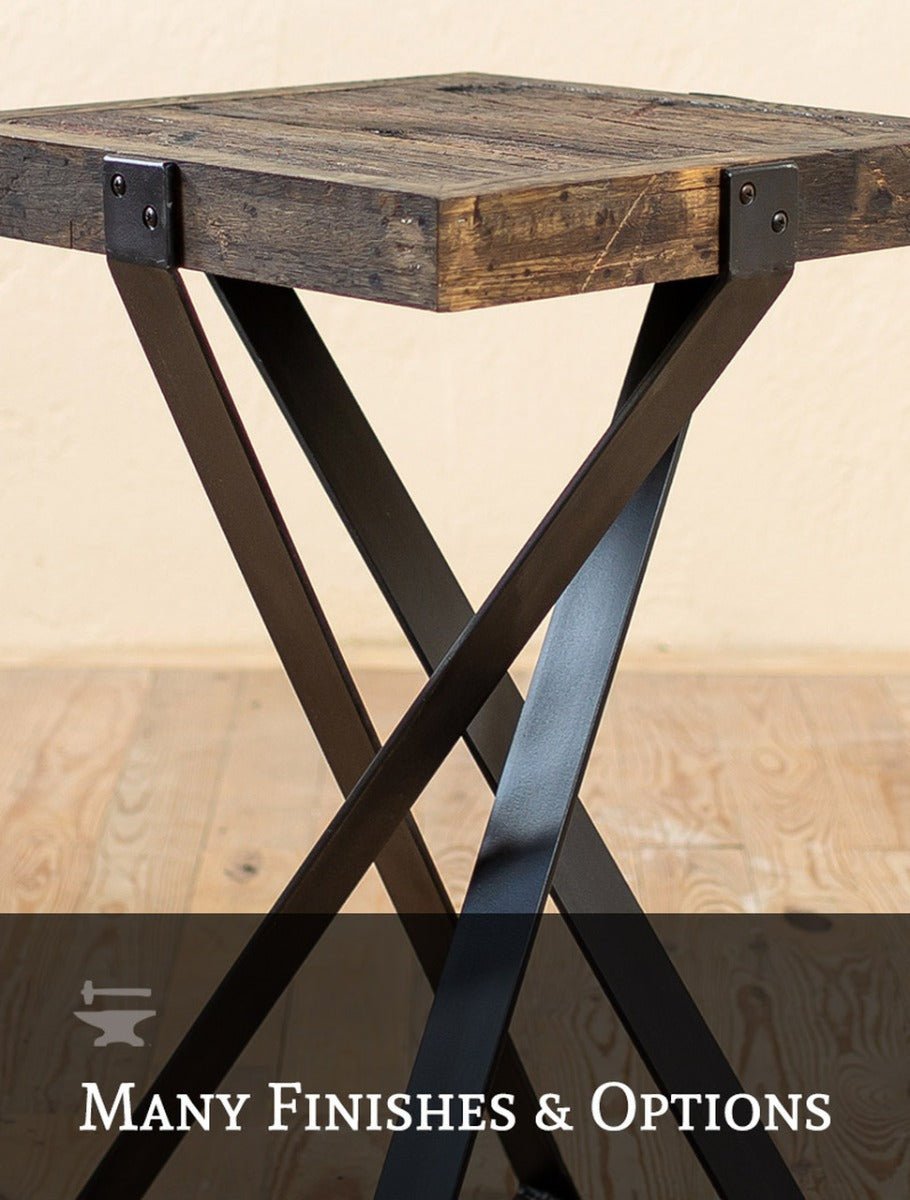 BULAN Industrial Hand - Forged Accent Table – handcrafted solid wood furniture