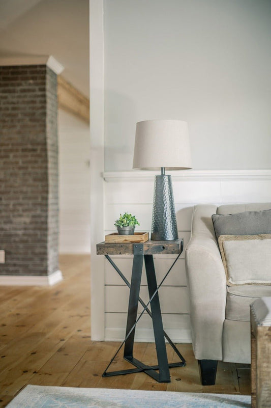 BULAN Industrial Hand - Forged Accent Table – handcrafted solid wood furniture