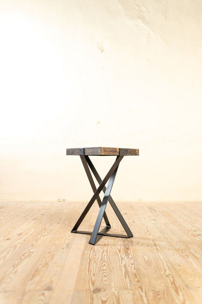 BULAN Industrial Hand - Forged Accent Table – handcrafted solid wood furniture