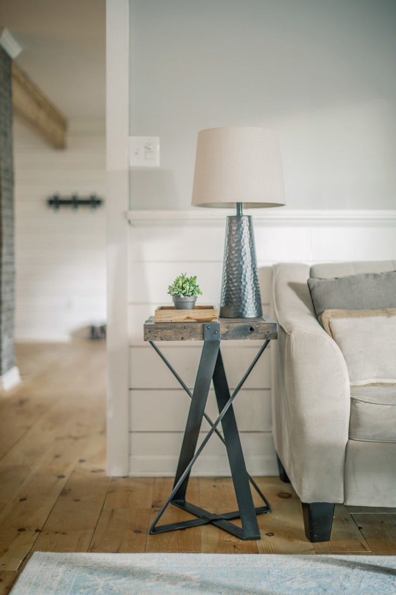 BULAN Industrial Hand - Forged Accent Table – handcrafted solid wood furniture