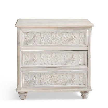 CAPIZ Hand Carved 3 Drawer Dresser – handcrafted solid wood furniture
