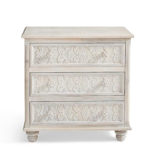 CAPIZ Hand Carved 3 Drawer Dresser – handcrafted solid wood furniture