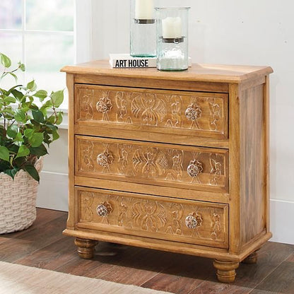 CAPIZ Hand Carved 3 Drawer Dresser – handcrafted solid wood furniture