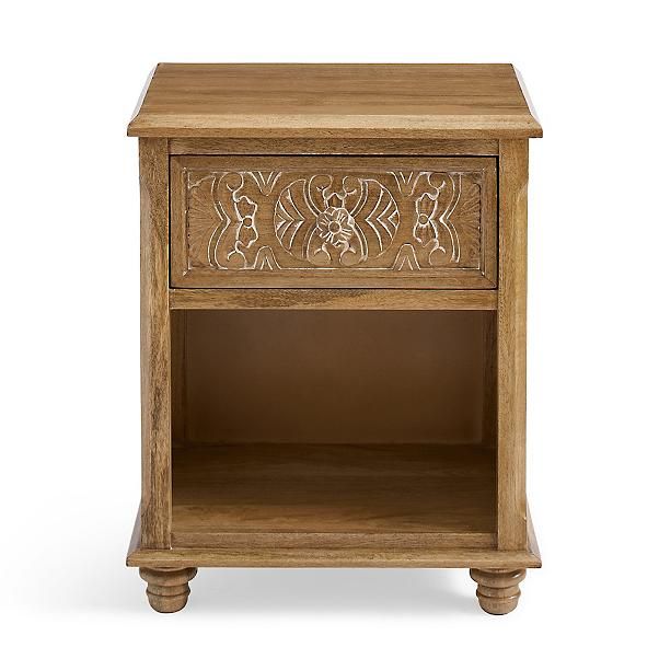 CAPIZ Hand Carved Nightstand – handcrafted solid wood furniture