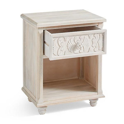 CAPIZ Hand Carved Nightstand – handcrafted solid wood furniture