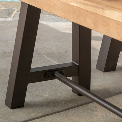 CAVITE Rustic Industrial Outdoor Mango Wood Picnic Dining Set – handcrafted solid wood furniture