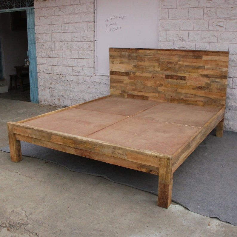 Chip Design Contemporary Boston Bed Mango Wood Frame – handcrafted solid wood furniture
