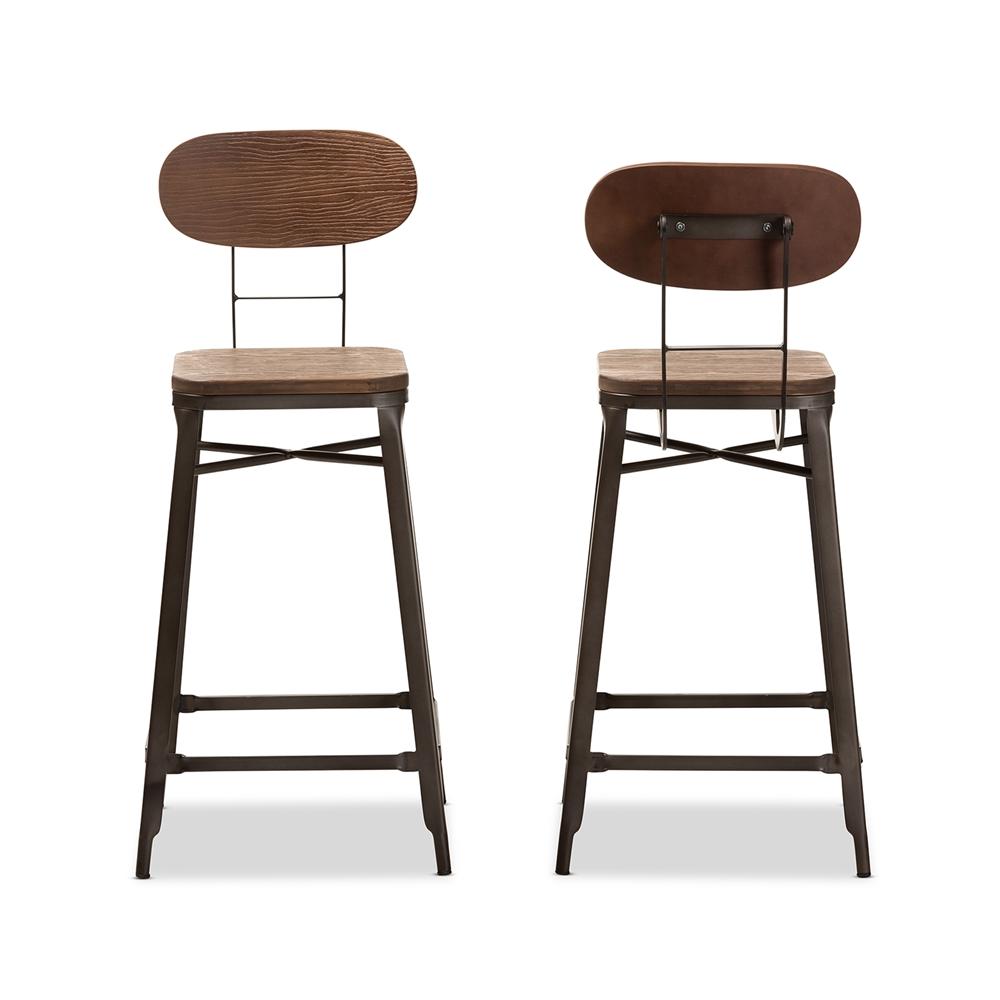 Clark Rustic Industrial Style Counter Stool Set of 2 – handcrafted solid wood furniture
