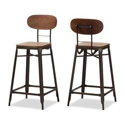 Clark Rustic Industrial Style Counter Stool Set of 2 – handcrafted solid wood furniture