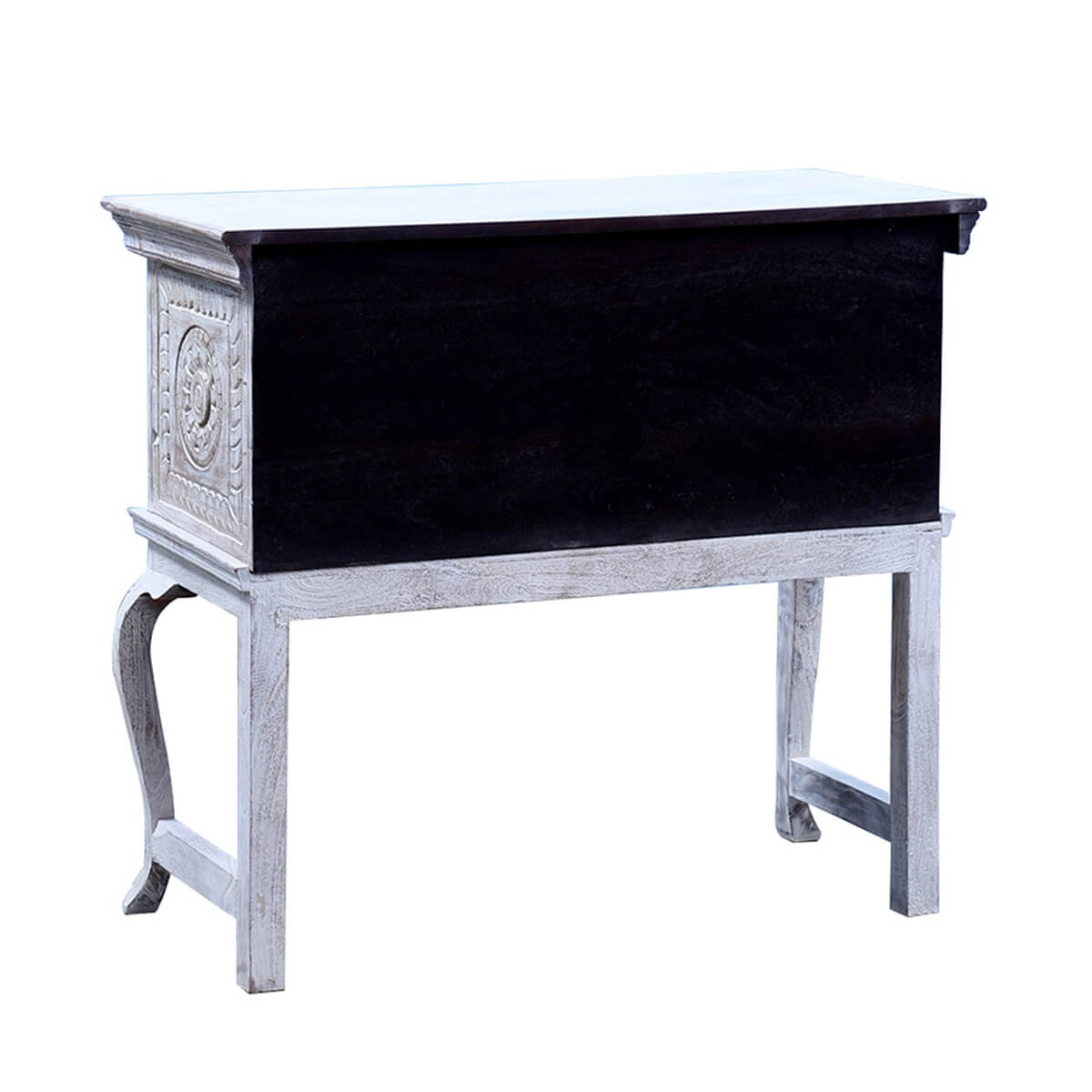 Classic Reclaimed Wood Traditional Hand Carved Antique Console Table – handcrafted solid wood furniture