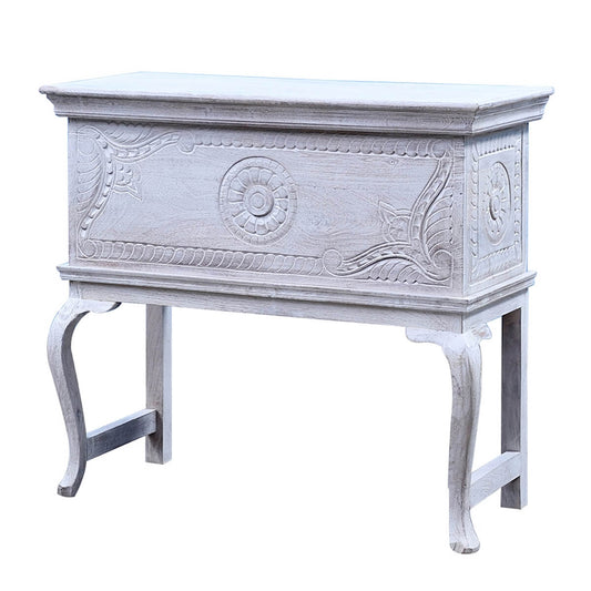Classic Reclaimed Wood Traditional Hand Carved Antique Console Table – handcrafted solid wood furniture