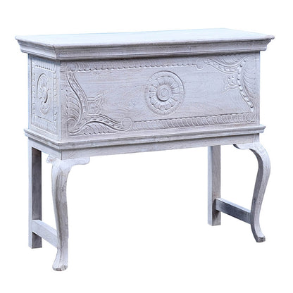 Classic Reclaimed Wood Traditional Hand Carved Antique Console Table – handcrafted solid wood furniture