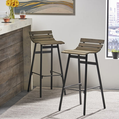 CLAVER 35" Industrial Wooden Barstool (Set of 2) – handcrafted solid wood furniture