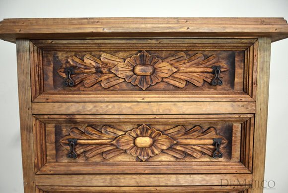 Conchita Hand Carved 4 Drawer Dresser – handcrafted solid wood furniture