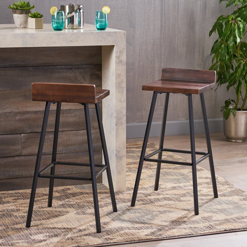 CORON Industrial Indoor Bar Stools Modern – handcrafted solid wood furniture