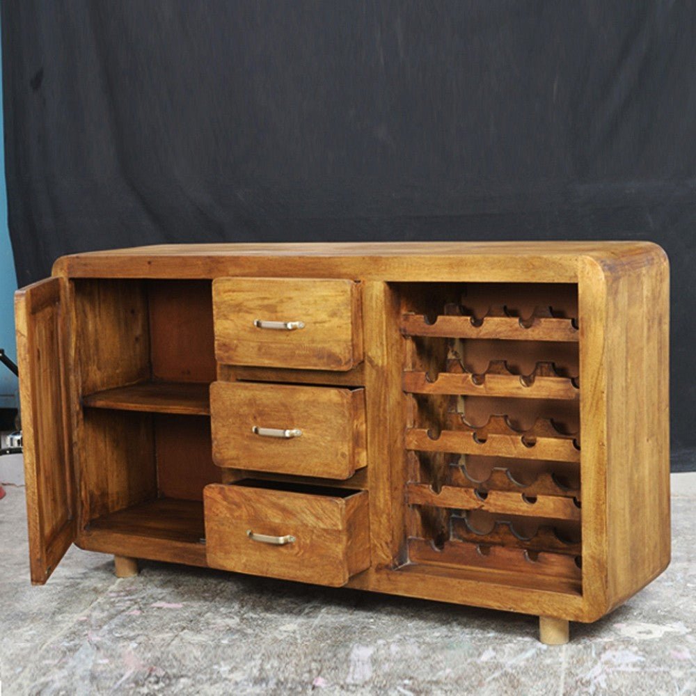 Cromer Sideboard Wine Rack Natural 90 - 160 - 40 – handcrafted solid wood furniture