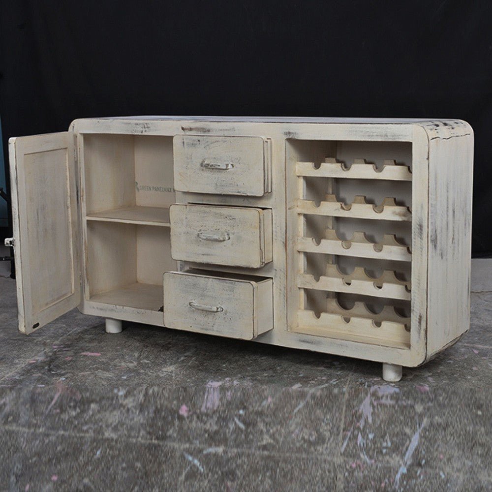 Cromer Sideboard Wine Rack - White 100 - 180 - 40 – handcrafted solid wood furniture